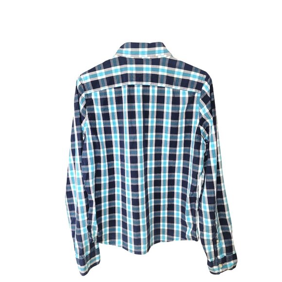 Hollister Mens Blue Plaid Long-Sleeve Button-Up Shirt RARE Size L - Picture 2 of 4